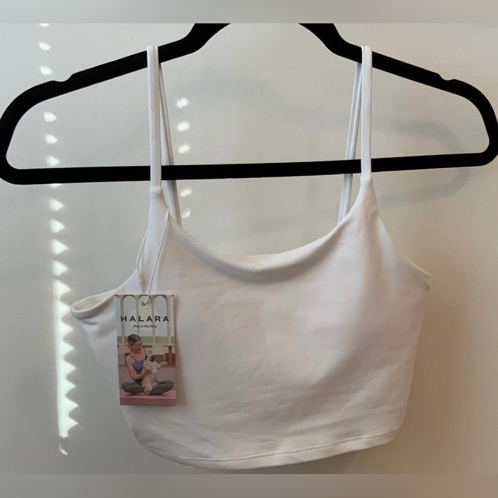 Halara cropped tank top, white, size small, NWT